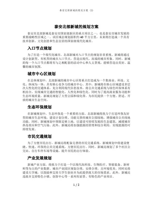 泰安北部新城的规划方案 (3)