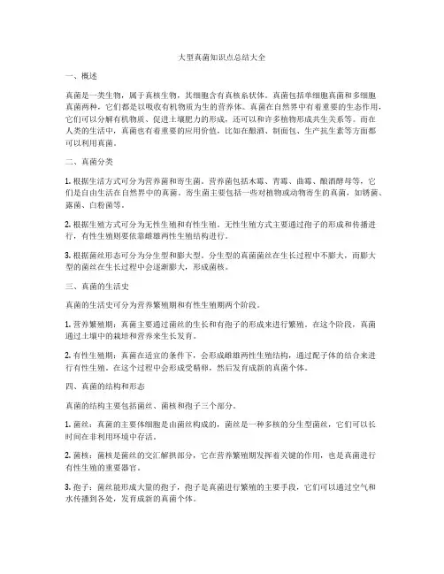 大型真菌知识点总结大全