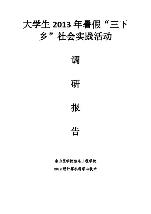 暑假“三下乡”社会实践调研报告