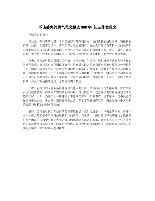 不该丢失的勇气范文精选800字_初三作文范文