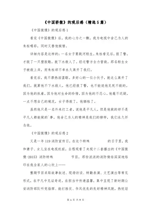 《中国骄傲》的观后感(精选5篇)
