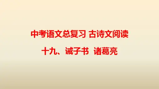2020人教部编版中考语文总复习 古诗文阅读 十九、诫子书
