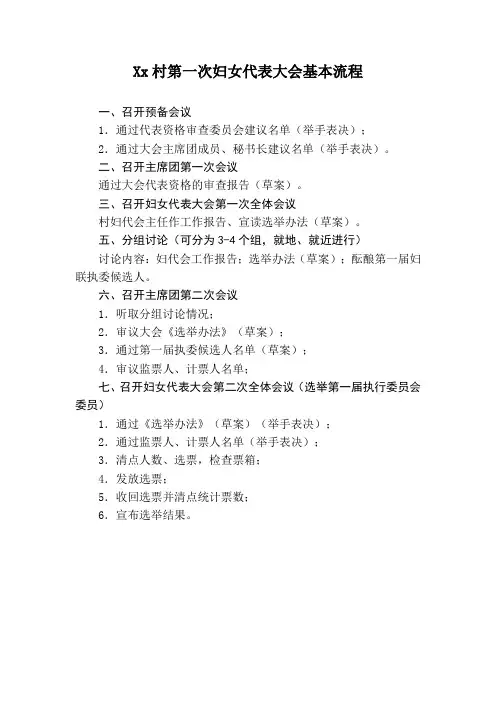 1、村妇女代表大会选举流程