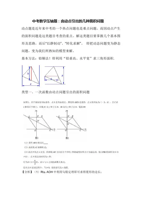 中考数学压轴题：由动点引出的几种面积问题