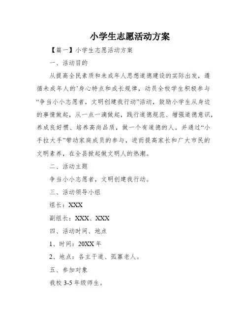 小学生志愿活动方案