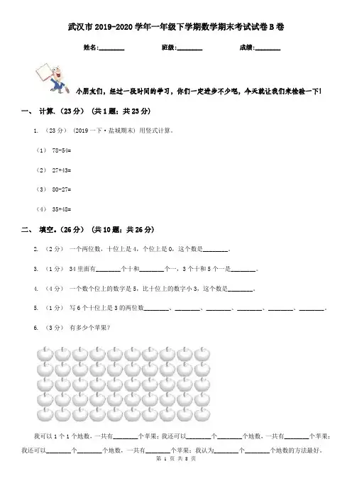 武汉市2019-2020学年一年级下学期数学期末考试试卷B卷
