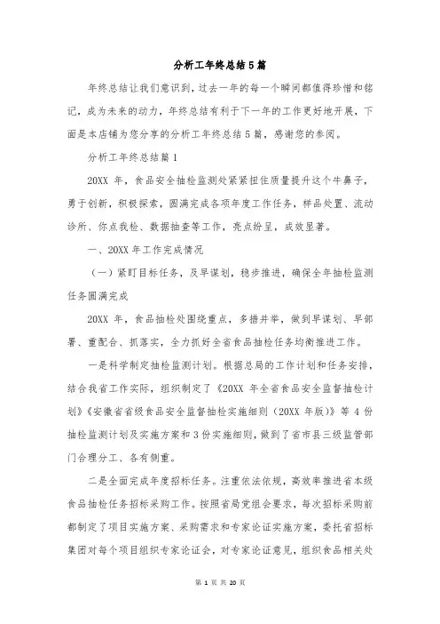 分析工年终总结5篇