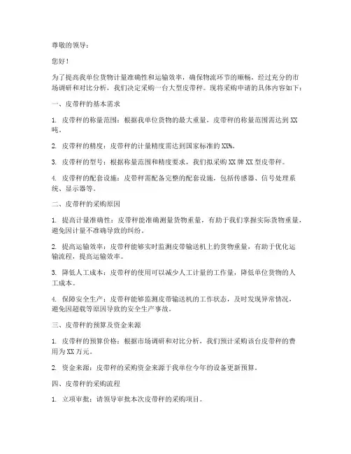 大型皮带秤采购申请书模板