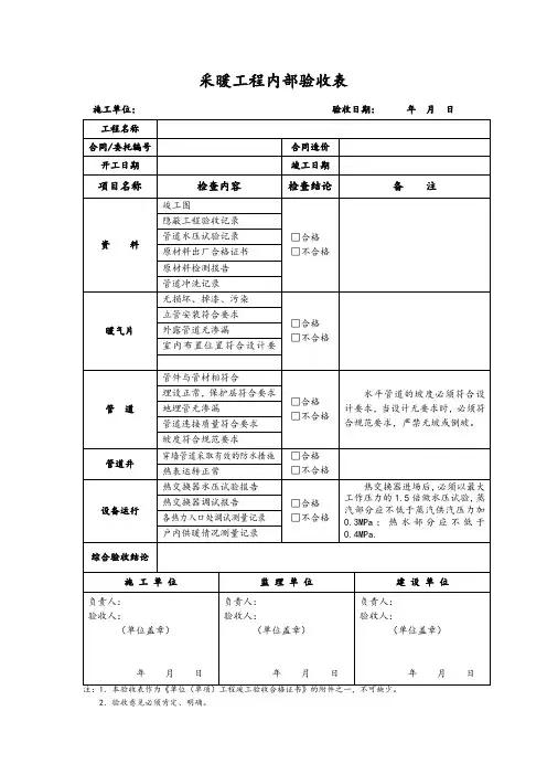 采暖工程内部验收表(1页)