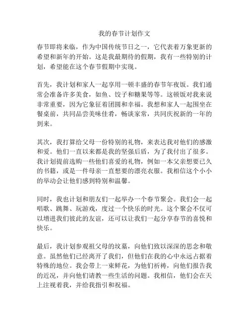 我的春节计划作文