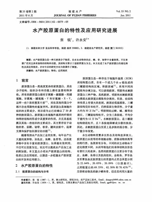 水产胶原蛋白的特性及应用研究进展