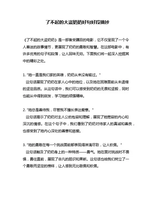 了不起的大盗奶奶好句好段摘抄