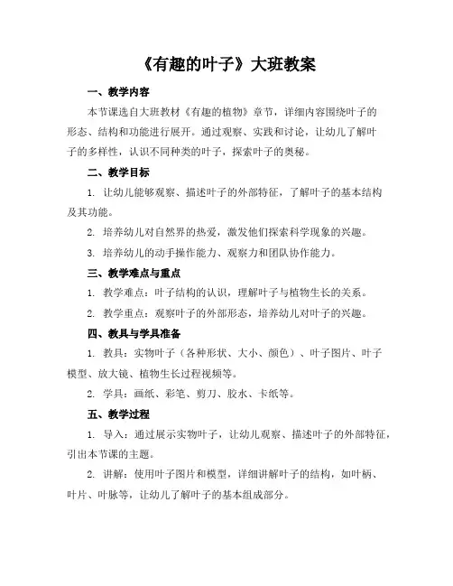 《有趣的叶子》大班教案