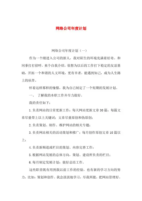 网络公司年度计划