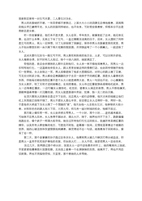 乞丐夫妻高二作文