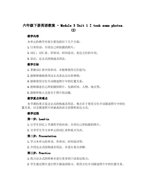 六年级下册英语教案- Module 3Unit 1 I took some photos. (2) 
