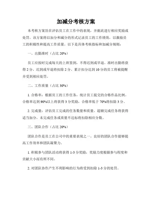 加减分考核方案