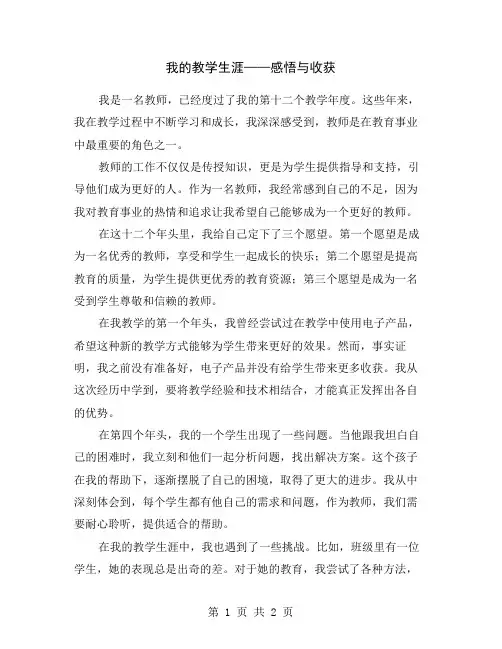 我的教学生涯——感悟与收获