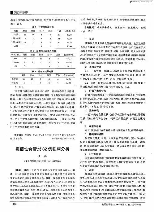 霉菌性食管炎32例临床分析