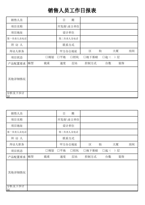 销售日报表格式