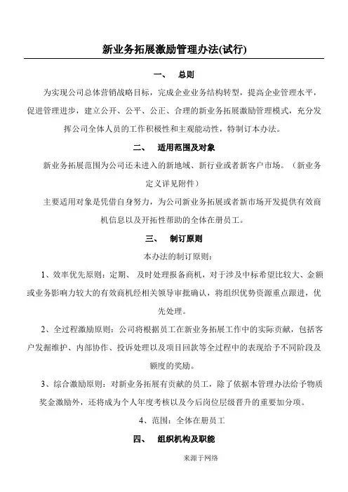 业务拓展激励办法