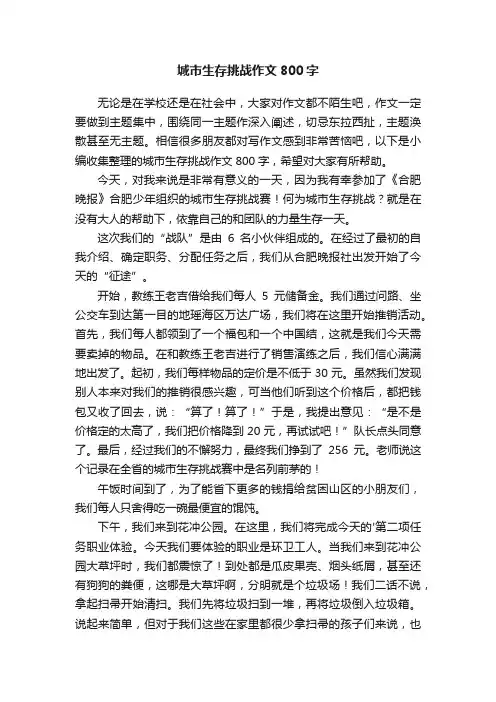 城市生存挑战作文800字
