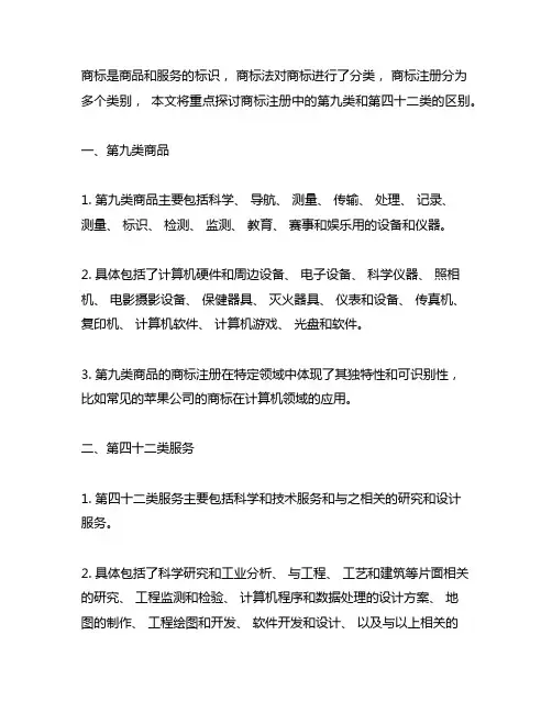 商标注册第九类和四十二类的区别