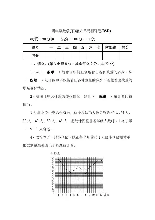 四年级下册数学试题-第6单元-测评卷含答案 北师大版