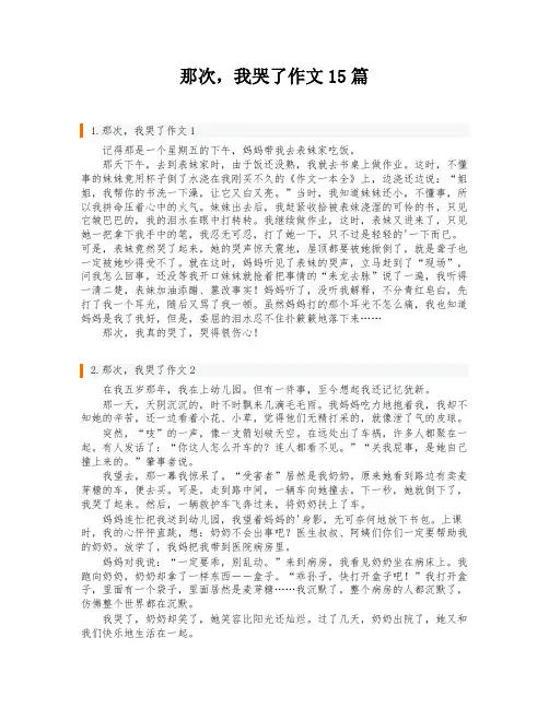 那次,我哭了作文15篇