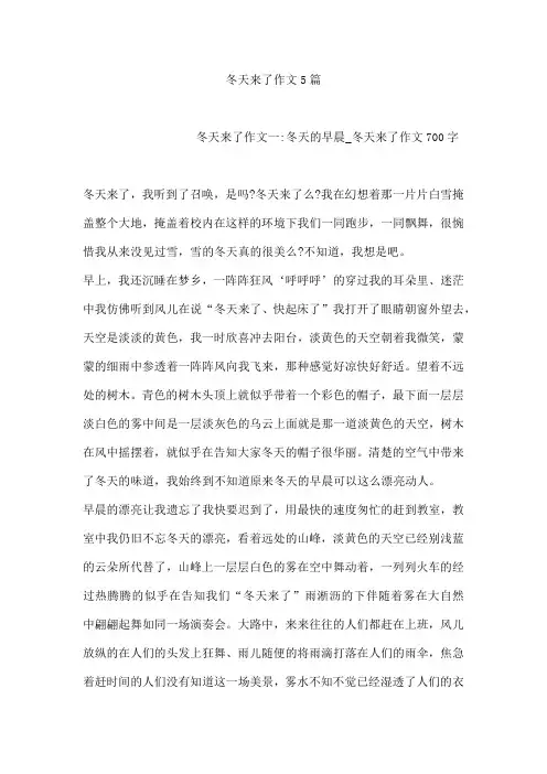 冬天来了作文5篇