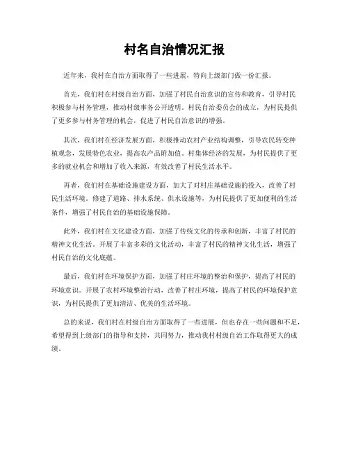 村名自治情况汇报