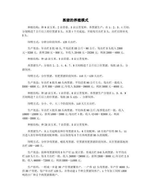 黑猪的养殖模式