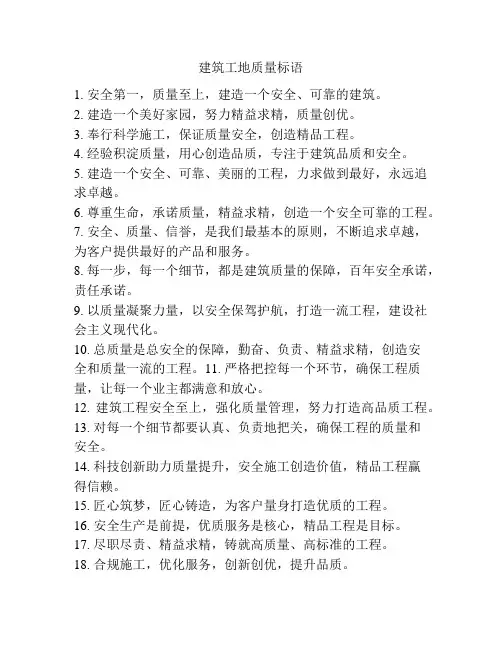 建筑工地质量标语