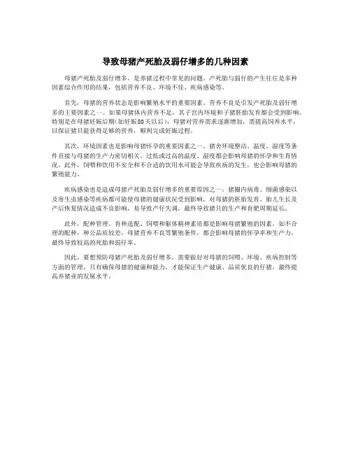 导致母猪产死胎及弱仔增多的几种因素