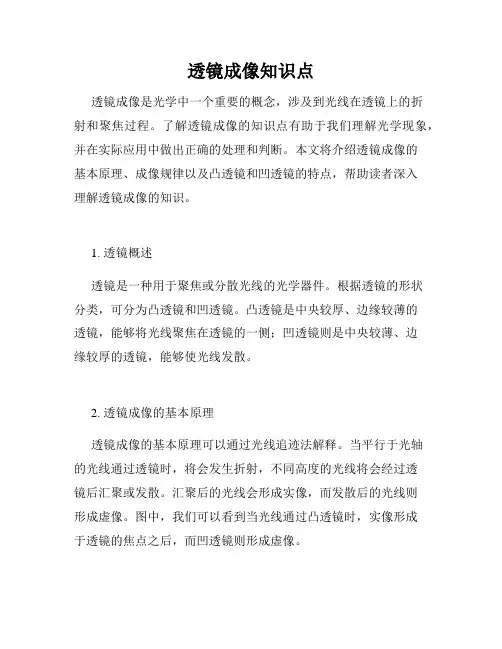 透镜成像知识点