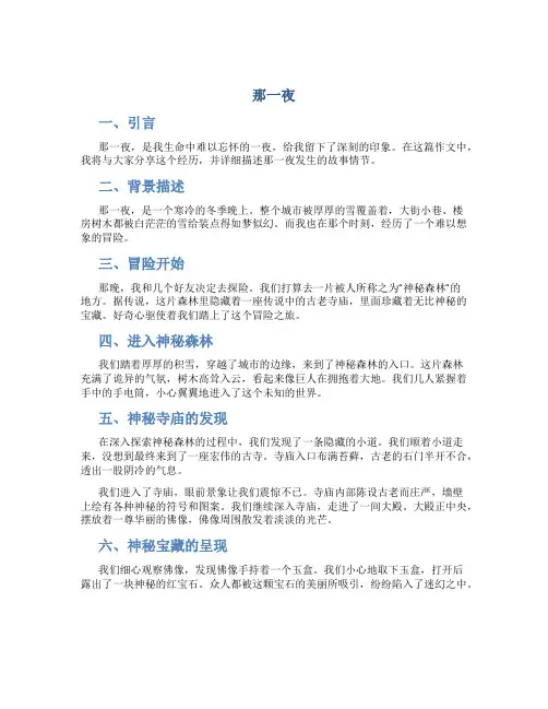 那一夜作文