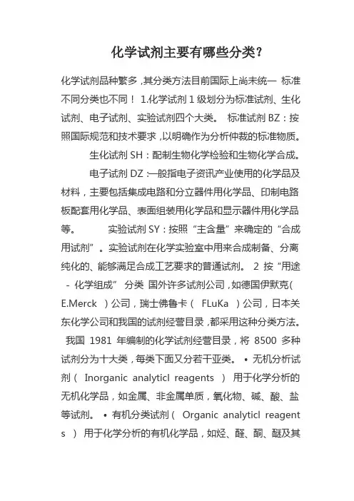 化学试剂主要有哪些分类