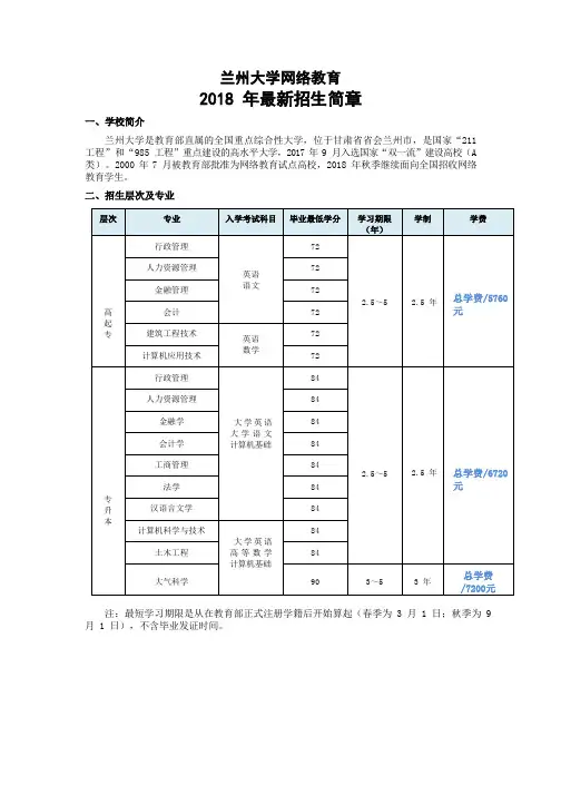 兰州大学网络教育-2018-年最新招生简章