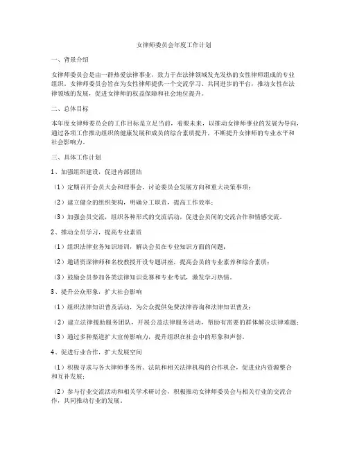 女律师委员会年度工作计划
