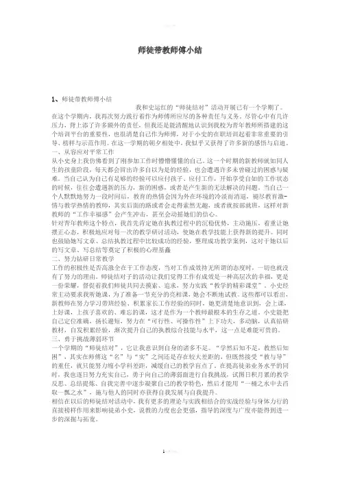 师徒带教师傅小结