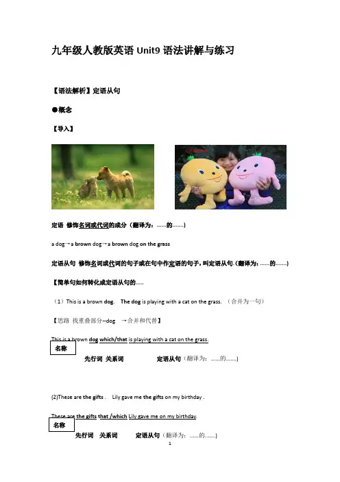 九年级人教版英语Unit9语法讲解与练习