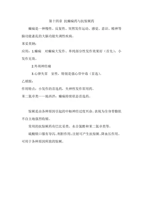 第十四章 抗癫痫药与抗惊厥药