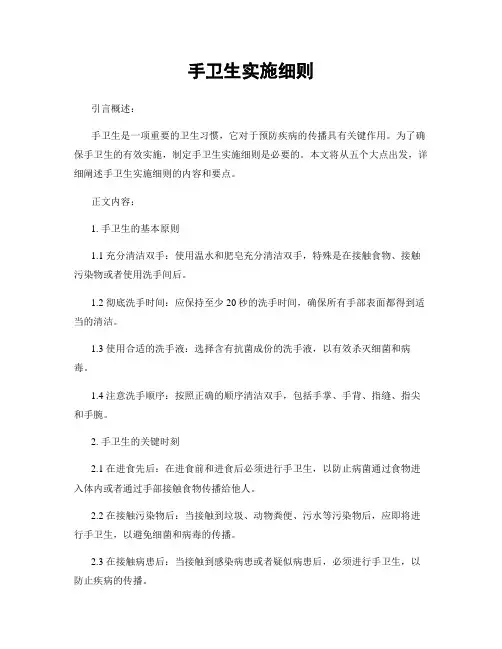 手卫生实施细则