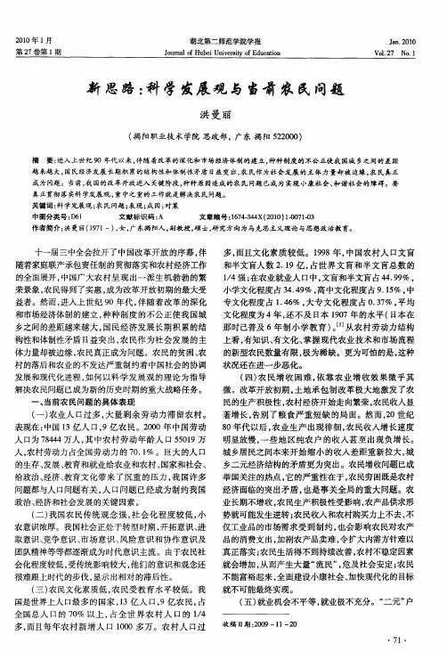 新思路：科学发展观与当前农民问题