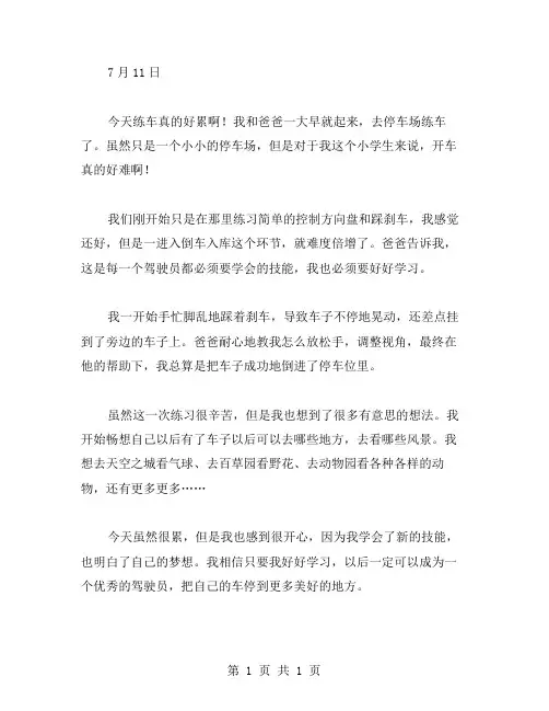 练车小学生日记范文