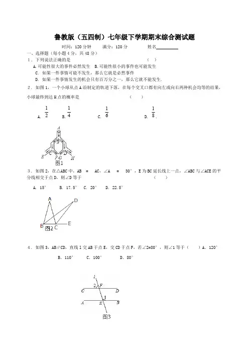鲁教版(五四制)七年级下学期期末综合测试题含答案