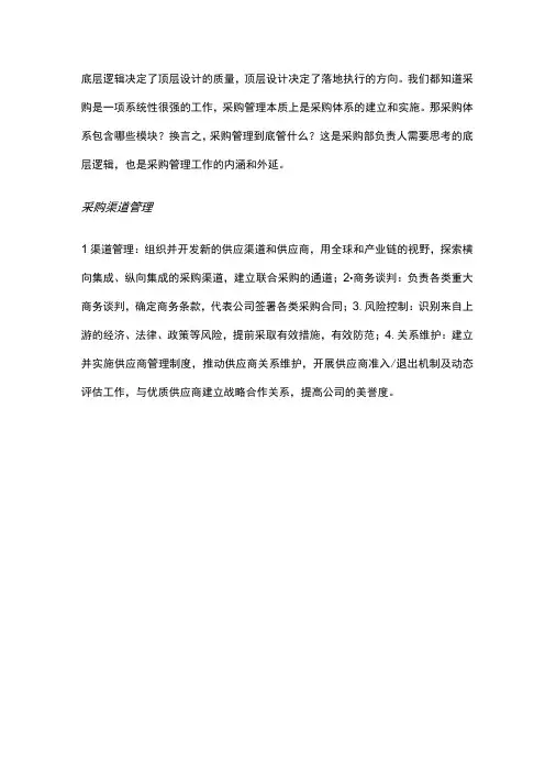 采购体系模块简述