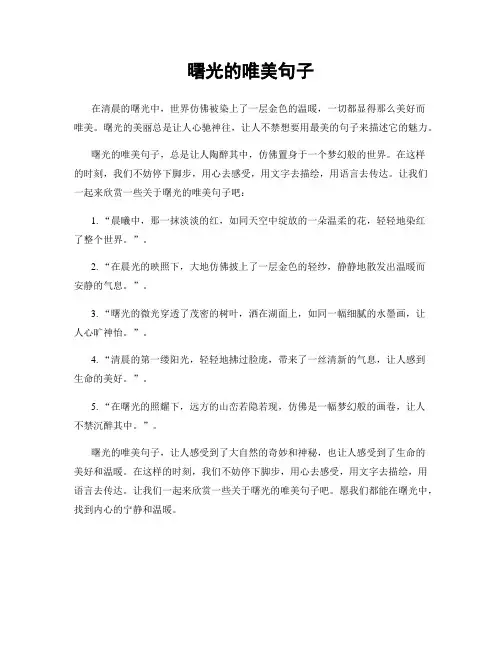 曙光的唯美句子