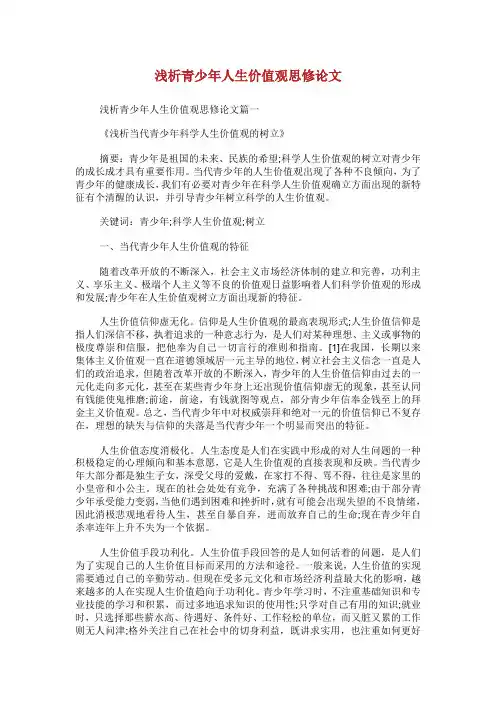 浅析青少年人生价值观思修.doc