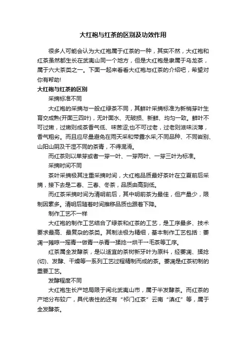 大红袍与红茶的区别及功效作用